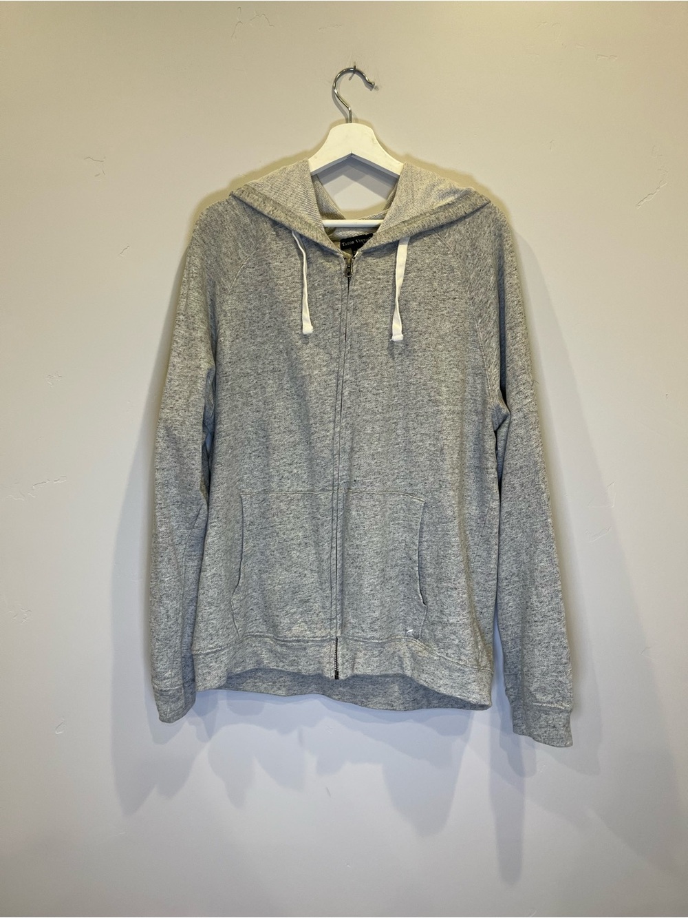 Tailor Vintage Gray Zip-Up Hoodie with Drawstrings